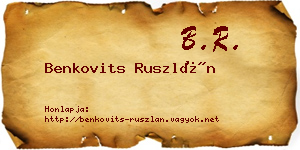 Benkovits Ruszlán névjegykártya